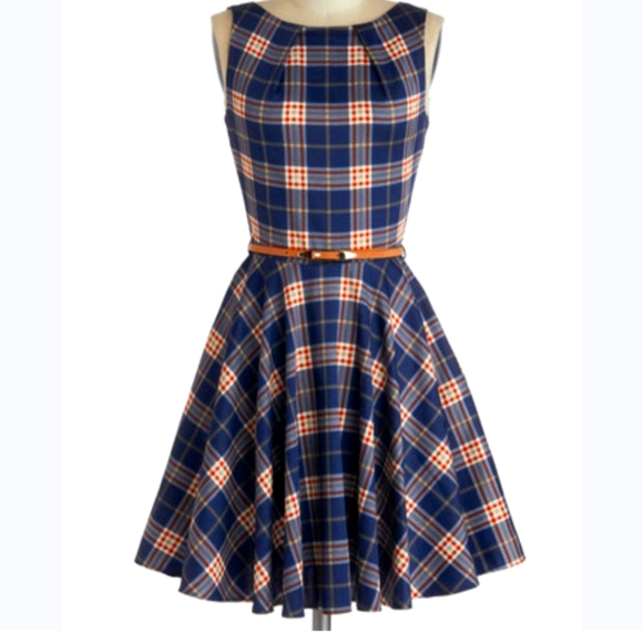Closet Dresses & Skirts - Closet London Luck Be A Lady Plaid Modcloth Sleeveless Skater Dress Size 16
